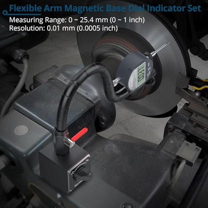 Dial Indicator Set with Magnetic Base,0.0005" Precision for Lathe & CNC