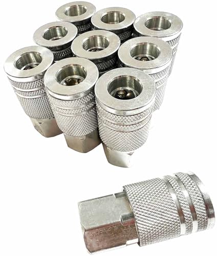 SANFU 1/4-Inch Steel Female Industrial Coupler, Air Hose Fittings 1/4-Inch Female Threads Quick Connector Air Coupler with Storage Case, 10-Pack - style: 10PCS Steel 1/4" Female Coupler