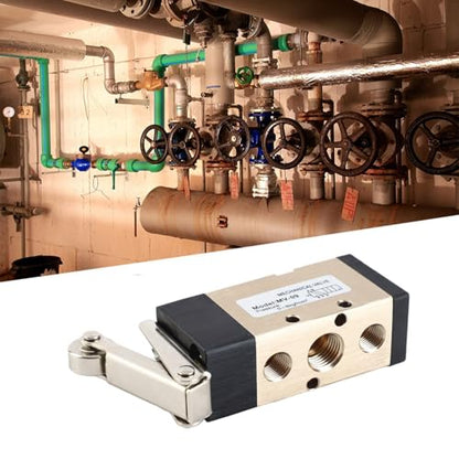 2 Position 5 Way Pneumatic Hand Pull Valve 1/4" PT Port Aluminum Alloy Roller Type Air Control Valve for Pneumatic Systems