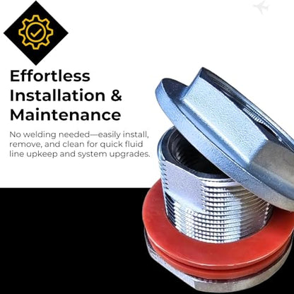 1" NPT SS304 Heavy Duty EZ Seal Weldless Bulkhead w/BUNA-N Gaskets - size: 1"-Heavy Duty - BUNA N, style: Pack of 1