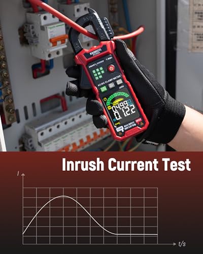 KAIWEETS Smart Digital Clamp Meter, 2026 AI Auto Ranging Multimeter with D-Shaped Jaw, NCV, Inrush, Automatic Measure AC DC Voltage/Current, Continuity, Temperature, Resistance, Capacitance, Diode