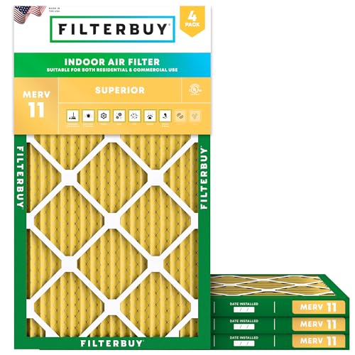 Filterbuy 8x20x1 Air Filter MERV 11 Pet & Allergy Defense (4-Pack) - size: 8x20x1