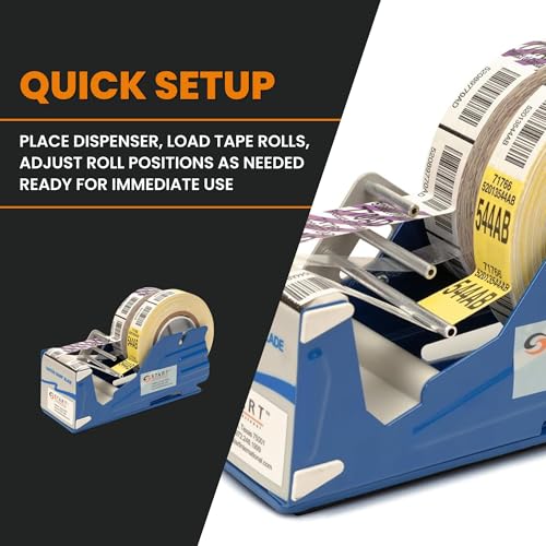 SL7336 - Multi Roll Tape Dispenser - Heavy Duty Dual Tape Dispenser for Office - Desktop Tape Dispenser with Steel Frame - Manual Cutter 3 Roll