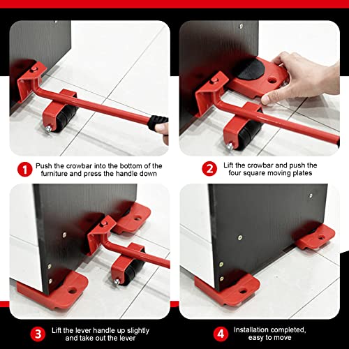 Furniture Dolly with 4 Wheels & Furniture Lifter, 330 Lbs Load Capacity Moving Dolly, Heavy Duty Furniture Lift Mover Tool Set, Furniture Movers for Couch Refrigerator Bed Hardwood