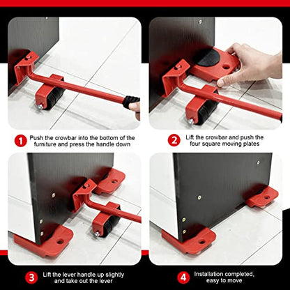 Furniture Dolly with 4 Wheels & Furniture Lifter, 330 Lbs Load Capacity Moving Dolly, Heavy Duty Furniture Lift Mover Tool Set, Furniture Movers for Couch Refrigerator Bed Hardwood
