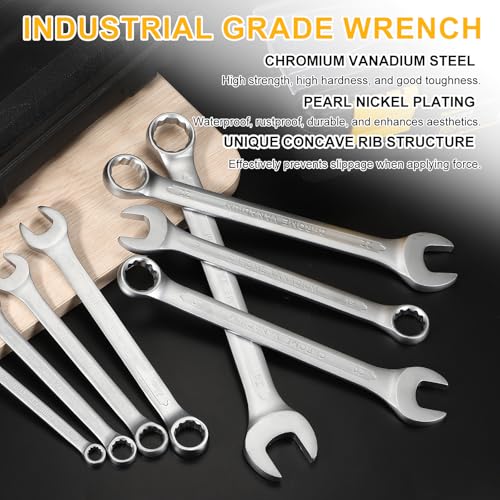 HARFINGTON 2Pcs Metric Combination Wrench 6mm Open End & 15-Degree Offset - size: 6mm