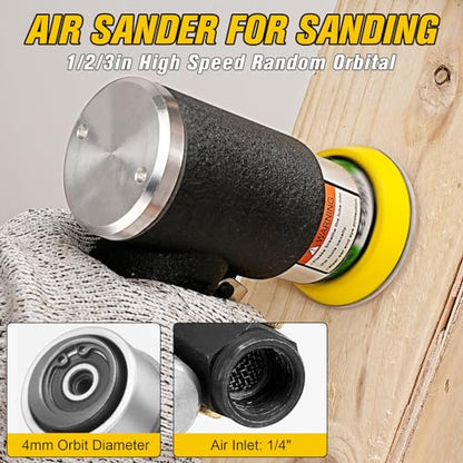 SI FANG Mini Air Sander 1/2/3 Inch Pneumatic Small Random Orbital Polisher - style: 1"2"3" Sander Kit