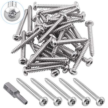 Glarks 51Pcs #8 x 1-1/4'' Button Head Torx Security Sheet Metal Screws Stainless Steel Tamper Resistant Screws Set with T20 Bit (50pcs #8 x 1-1/4'') - size: 50pcs #8 x 1-1/4''