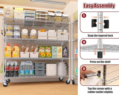 PrimeZone 4 Tier NSF Steel 55.5" Wx24 Dx76 H Wire Shelving 2400lbs - size: 55.5" W x 24" D x 76" H