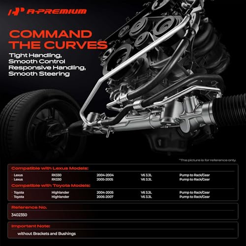 A-Premium Power Steering Pressure Hose Line Assembly, Pump to Gear/Rack