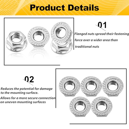 M8x1.25 Serrated Flange Hex Nuts for Mini Bike Engines 30 Pack - size: M8