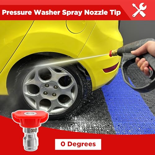 Pressure Washer Tips, 0° Red Nozzle 7 Pack for Cars/Driveways/Patios - color: Red