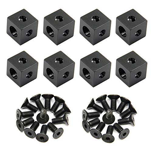 8PCS Black Corner Bracket Cube (20x20x20mm) for 6mm Slot Aluminum Extrusion Profile 2020 Series (Cube Corner-8PCS) - style: Cube Corner-8PCS