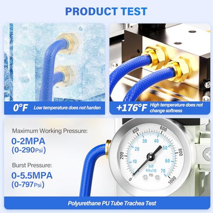 TAILONZ PNEUMATIC Blue 8MM OD 10 Meters Reinforced Polyurethane Air Tube Pipe Hose Pu Air Hose for Air Line Tubing or Fluid Transfer Tubing