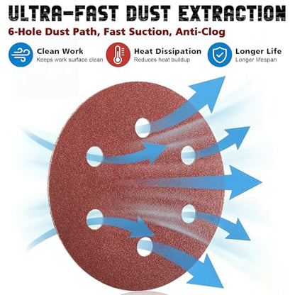 9 Inch 6 Hole Drywall Sanding Disc, 320 Grit 15 PCS Hook and Loop Sandpaper