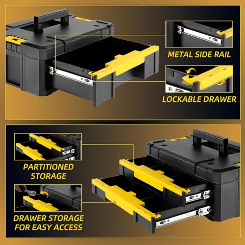 TLGREEN 4-Tier Stackable Rolling Tool Box with Wheels and Drawers