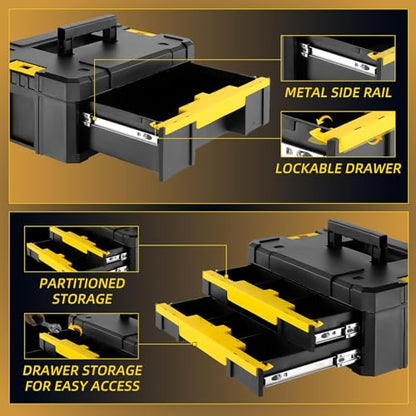 TLGREEN 4-Tier Stackable Rolling Tool Box with Wheels and Drawers
