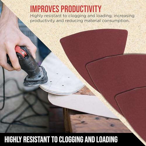 ProductionShop Premium 320 Grit Triangle Mouse Detail Sander Sandpaper Sheets, Box of 45 - Hook & Loop, Triangular Shaped Mouse Disc Pads - Oscillating Multi-Tools - Woodworking, Sand Furniture Paint - style: 320 Grit