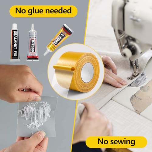 Double Sided Fabric Tape Heavy Duty for Clothes Hemming 98FT Total,Sticky but Removable Carpet Tape,Extra Strong Fashion Two Sided Tape for Dress to Skin,Arts,2 Rolls (Wide:1in / 2in)