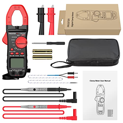 Proster Clamp Meter 2000 Counts TRMS, AC Current Clamp Multimeter - color: Red, size: 2000Counts