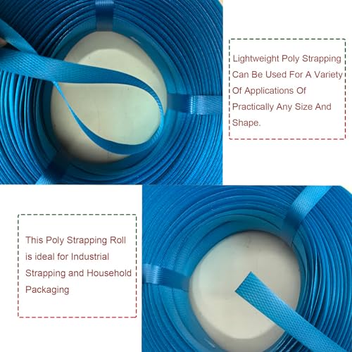 Plastic Packaging Banding Strapping Kit, 1/2" x 500' Polypropylene Straps & 100 Buckles, Blue - color: Blue