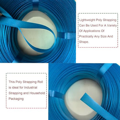 Plastic Packaging Banding Strapping Kit, 1/2" x 500' Polypropylene Straps & 100 Buckles, Blue - color: Blue