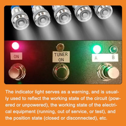 GASHER 5 PCS Energy Saving Indicator Light, LED Light 12V/24V/110V 20mA Panel Mount Light, Mounting Hole Size 8mm(5/16inch) White LED (24V) - color: White, size: 8MM（24V）