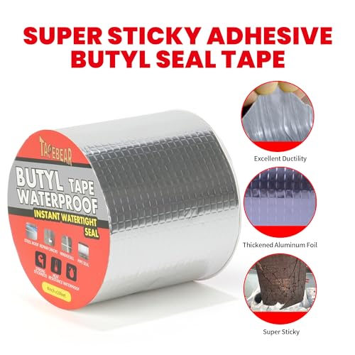 TAPEBEAR Butyl Tape Waterproof Sealing Tape 4inch x16feet Roof Leak Patch - size: 4inch x16.4feet