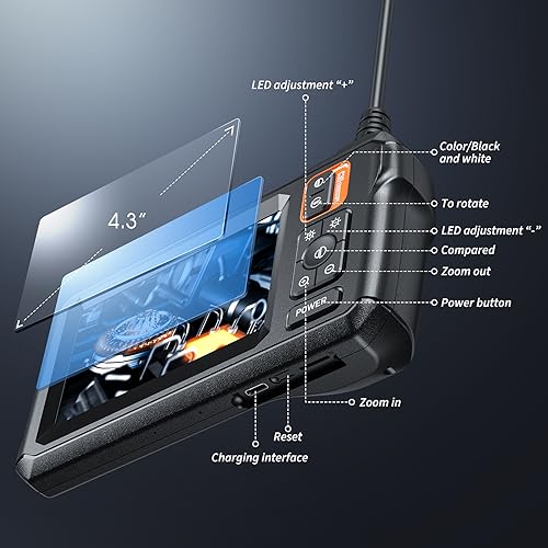 Endoscope Camera with Light, 1920P HD Borescope Tools(16.5FT) - size: 16.5FT