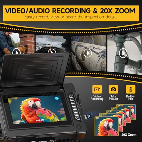 Oiiwak Sewer Camera 100ft, Pipe Inspection Camera with 7" IPS HD Screen