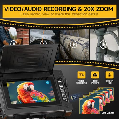 Oiiwak Sewer Camera 100ft, Pipe Inspection Camera with 7" IPS HD Screen