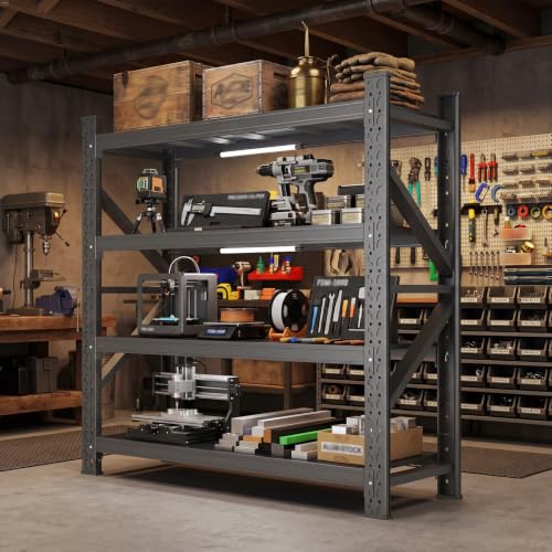 LLIIFFFEE Heavy Duty 4-Tier Metal Storage Garage Shelving Unit - size: 69.6"H * 70.8"W * 23.6"D