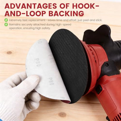 6 Inch Premium Sanding Discs, 120‑Pack for Orbital Sander