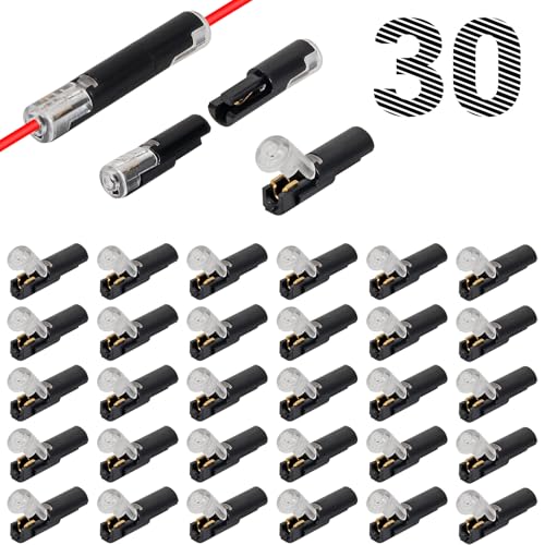 AITRIP 30PCS Single Wire Plug in Connector with Locking Buckle, Flame Retardant Locking Wire Quick Connectors, Suitable for LED Lights, DIY Projects, Home and Automotive Wiring - color: 30PCS