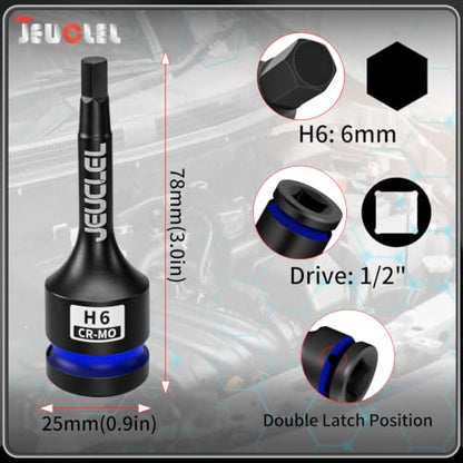 6mm Hex Impact Bit Socket, H6 1/2" Drive Allen Socket, Cr-Mo Steel - size: 1PC | H6 6MM