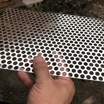 19 Gauge Perforated Metal Sheets 15.7"x7.8" Expanded Metal Mesh Opening 40% Hole 8mm 0.32"(About 1/3") Perforated Stainless Steel Sheet 304 Stainless Steel Mesh Screen Panel Decorati Plate - size: 15.7" X 7.8"
