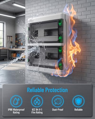 Circuit Breaker Box, IP66 Distribution Protection Box (HA-24 Way-H) - size: HA-24- 11.6x15.3x5.1 INCH