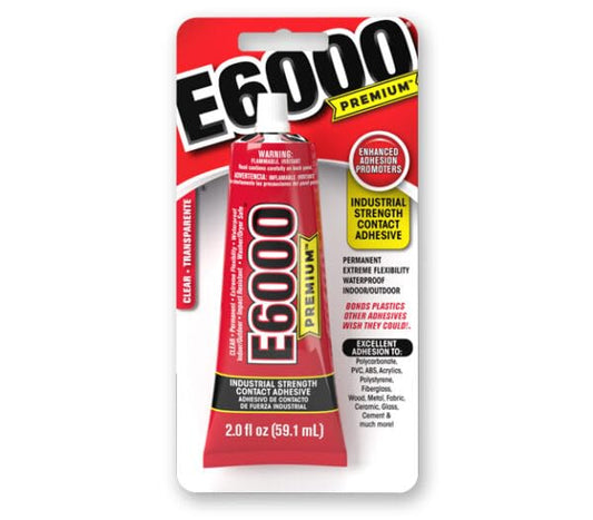 E6000 Premium Industrial Strength Contact Adhesive - Permanent, Waterproof, Extreme Flexibility for Indoor/Outdoor Use - Safe On PVC, Acrylic, Fiberglass, Wood, Metal, Fabric, Ceramic, Glass, Cement