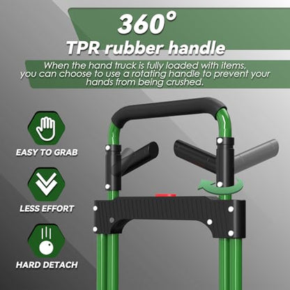 Leeyoung Folding Hand Truck Dolly 375lbs Aluminum Frame Large Platform - color: Green, size: 375lb