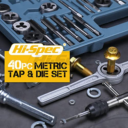 Hi-Spec Metric Tap and Die Set M3-M12 with Wrench and Gauge for Workshop - size: Metric