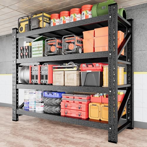 2000LBS Heavy Duty Garage Shelving Units,40" Wide & Deep Storage Shelves,Metal Garage Shelves,Large Storage Rack,Steel Shelf,Industrial Shelving for Shop,Warehouse,Basement,40" W x 20" D x 60" H - color: Matte Black, size: 40"Wx20"Dx60"H