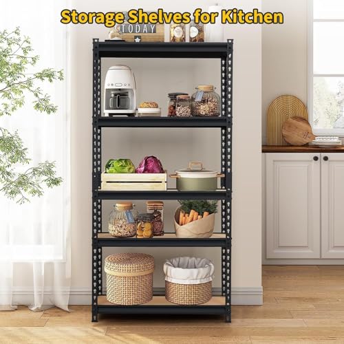 GarveeTech Heavy Duty Garage Shelving Unit, 48 in L x 24 in D x 72 in H - color: Black, size: 48" L x 24" W x 72" H