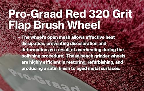 Red Bench Grinder Finishing Flap Brush Wheel 6" x 1", P320 Grit - style: 6" x 1" x 1" Red