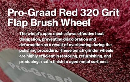 Red Bench Grinder Finishing Flap Brush Wheel 6" x 1", P320 Grit - style: 6" x 1" x 1" Red