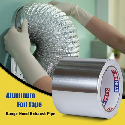 Aluminum Foil Tape 4 inch x 60ft (20 Yards) Heavy Duty HVAC Duct Tape for Ductwork – High Temperature Silver Foil Tape for Insulation, Metal Repair, Exhaust Sealing & Patching - size: 4 Inches x 20 Yards