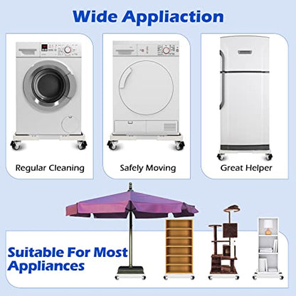 Nefish Furniture Dolly Adjustable Mini Fridge Stand Dolly Cart with 4 Lockable Wheels Washing Machine Stand Mobile Roller Universal Mobile Base Stand for Washer Dryer Refrigerator - color: White