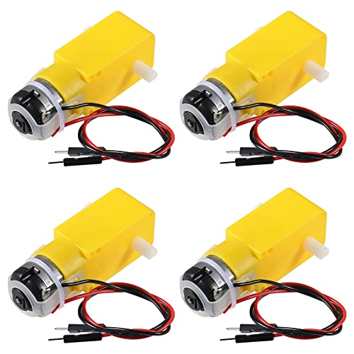 Diann 4pcs TT Motor DC 3-6V Gearbox Motor 200RPM Ratio 1:48 Shaft Motor with 2.54mm Wire for DIY Smart Car Robot - style: 4pcs Motors