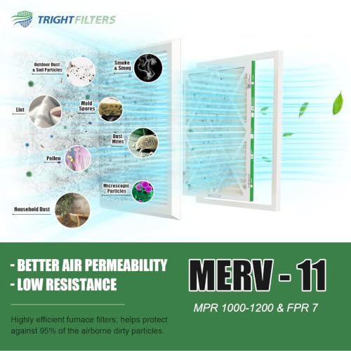 TRIGHTFILTERS 14x20x1 Air Filter MERV 11 HVAC Furnace Filter Pleated 2 Pack - size: 14x20x1