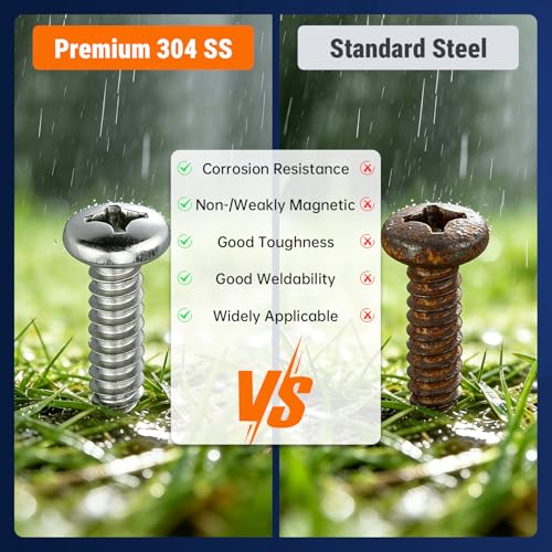 #6 x 5/8" (100 Pack) Stainless Steel Phillips Pan Head Wood Screws, Stainless Steel 304 (18-8), Pan Head Sheet Metal Screws Self Tapping for Wood - size: #6 x 5/8"