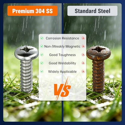 #6 x 2 (100 Pack) Stainless Steel Phillips Pan Head Wood Screws, Stainless Steel 304 (18-8), Pan Head Sheet Metal Screws Self Tapping for Wood - size: #6 x 2"